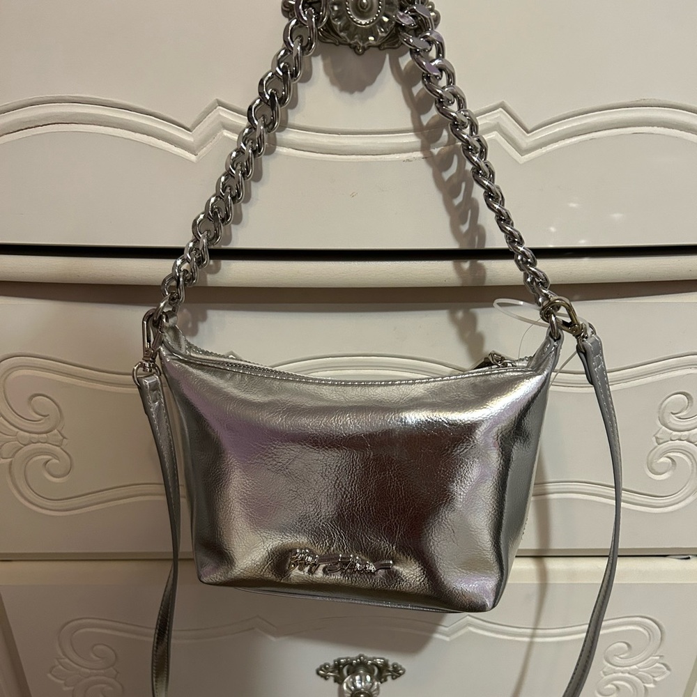 Brand new Betsey Johnson silver bedazzled shoulder bag/ crossbody bag